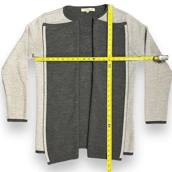 Lineamaglia Two-Tone Gray Draped Cardigan Wool Blend, Women’s Large - Picture 7 of 7
